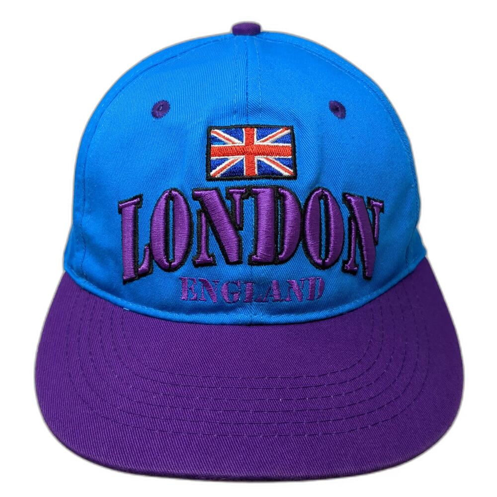 Great Britain Snapback Hat Blue Purple One Size London England Union Jack